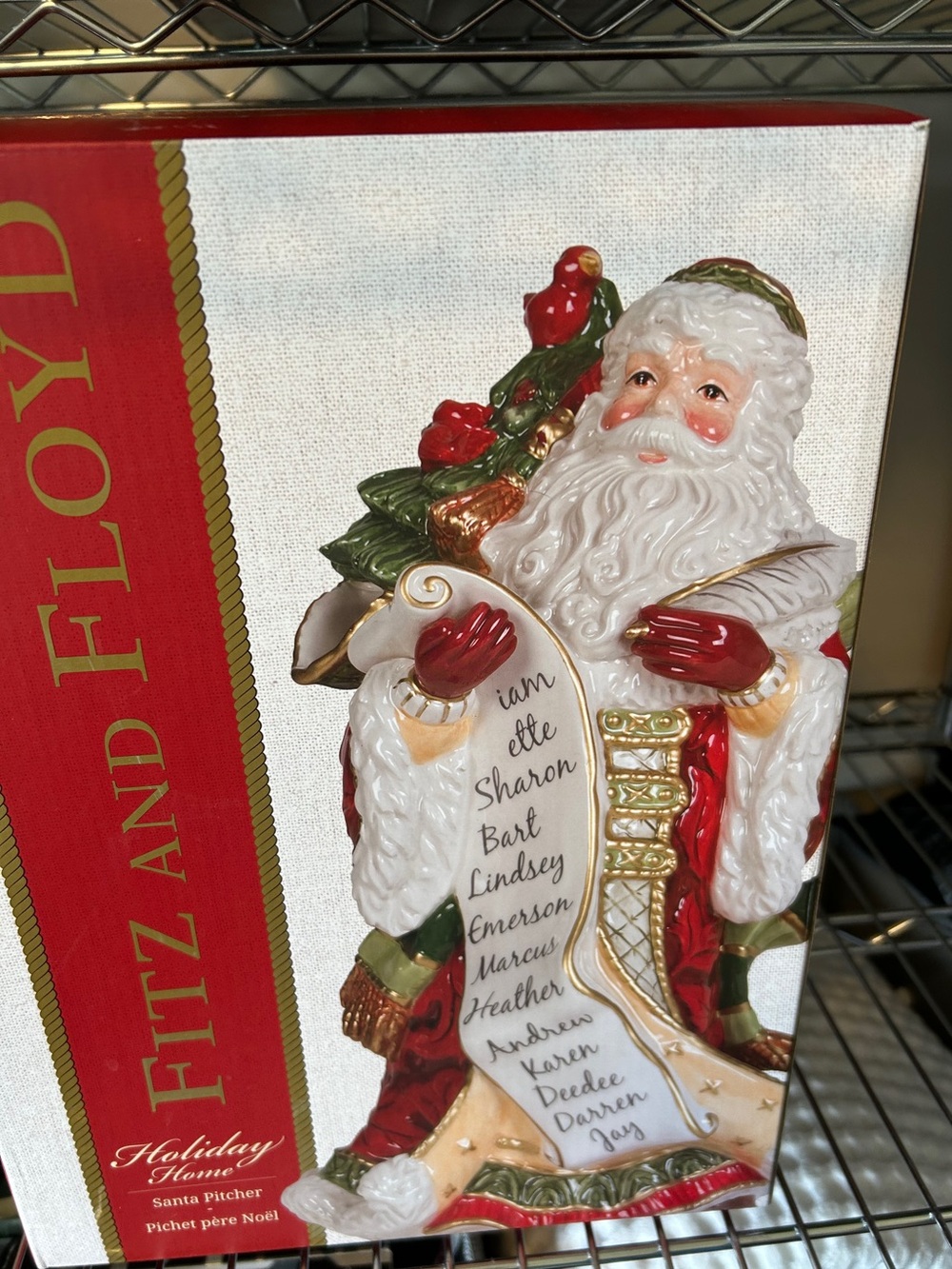 Fitz and Floyd Santa Pitcher. Holiday Home. New in box